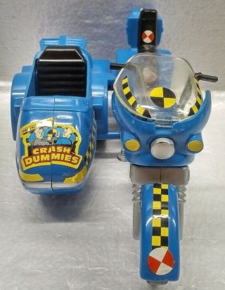 1991 Tyco The Incredible Crash Test Dummies Blue Motorcycle Toy w/ Red Helmets 5