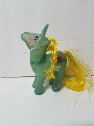 Vtg My Little Pony 1984 Star Hopper Green Sparkle Unicorn Yellow Hair