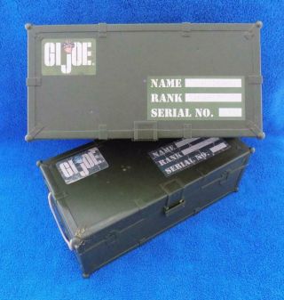Vintage Gi Joe Green Foot Locker Box Plastic Toys Carrying Case Set Of (2)