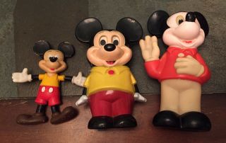 Set Of 3 Vintage Mickey Mouse Toys