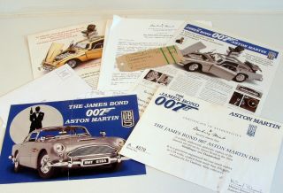 007 James Bond Danbury Aston Martin Db5 Certificate & Brochures,