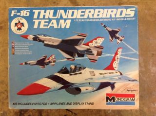 Khs - 1/72 Monogram Model Kit 5504 F - 16 Thunderbirds Team 4 Planes W/ Stand