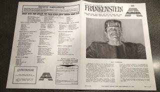 1969 Aurora Frankenstein Glow Model Kit No.  449 Instruction Sheet