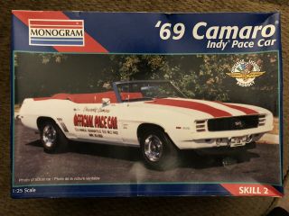 Monogram 1969 Camaro Indy Pace Car Model Kit 1:25 Scale Opened Complete.