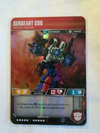 Sergeant Cog Card Rare Foil Artillery Transformers Siege Tcg