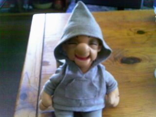 Vintage Mr Magoo 13 ' plush doll in grey hooded sweats 3