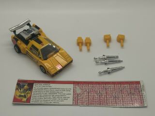 Vintage 1984 Hasbro Transformers G1 Sunstreaker Lamborghini Complete W/ Card