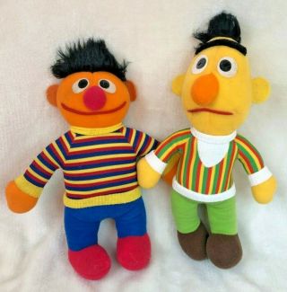 Sesame Street Bert & Ernie Hasbro Softies Stuffed Plush Dolls Vintage 80s