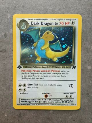 Pokemon Tcg Cards 1st Edition Dark Dragonite 5/82 Team Rocket Holo Rare Nm - M