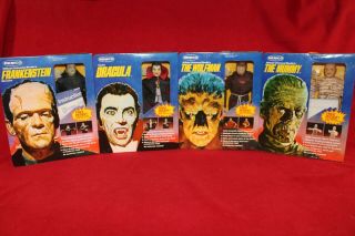 Remco 1980 Monster Figure Lot; Wolfman Frankenstein Dracula Mummy & Boxes,  Rings