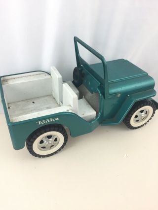 3 Vintage Pressed Steel TONKA Toy Trucks - JEEP,  Cement Mixer,  & Tow Truck 6