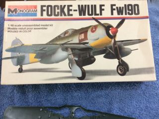 Vintage Monogram 1/48 Scale Focke - Wulf Fw190 Fighter Airplane