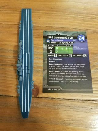 Uss Lexington 19/40 Axis And Allies War At Sea American With Card