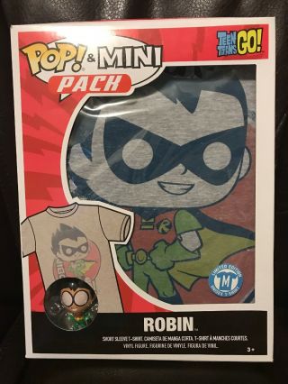 Funko Pop Teen Titans Go Robin T - Shirt And Mini 3 " Vinyl Figure Exclusive