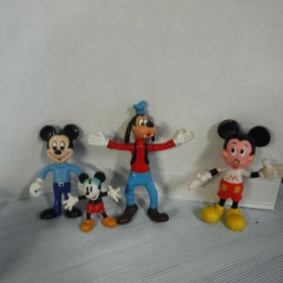 Vintage Disney Mickey Mouse Bend Ems Goofy Hong Kong 4 Misc Rubber Bendable Toys