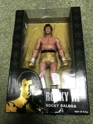 2016 Neca 7” Boxed Rocky Iii Rocky Balboa Gold Trunks & Golden Gloves Series 1
