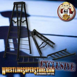 Set Of 2 Large 10 Inch Breakaway Black Ladders For Wwe Wrestling Figures