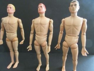 Vintage G I Joes.  3 Action Figures.  Blonde,  Red Head And Brown Haired.