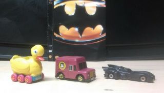 Ertl 89 Batman Joker Van,  Penguin Duck,  89 Batmobile Cereal