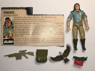 1984 Gi Joe Spirit Tracker Complete W/ File Card Weapon Freedom Pack Belt Nrmint
