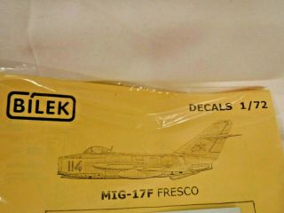 1/72 Bilek Decals 4/5 Versions MiG 17 F Fresco 72925 Water slide N Vietnam etc 2