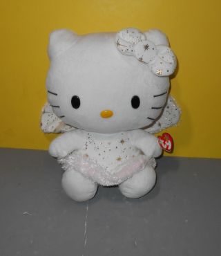 12 " Hello Kitty Plush Angel Stuffed Animal Ty Beanie Buddies Gold Star Wings