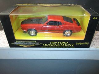 1/18 Ertl,  Le American Muscle,  1969 Ford Mustang Mach I,  Orange,  W/box,  Look