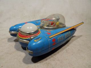 1963 Yanoman Japan Space Scout Battery Op Tin Toy Astronaut Robot Marx Pilot 60s