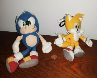 Rare Sega Sonic The Hedgehog & Tails Plush Stuffed Keychain Zipper Pouch Dolls