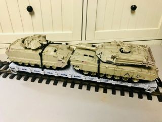 Usat G - Scale Flat Car W/m1 Abrams & Bradley Fighting Vehicle