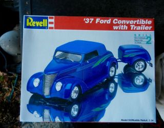 Revell 1937 Custom Ford Convertible W/trailer 1:25th Scale Plastic Model Kit