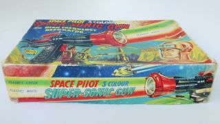 SPACE PILOT SONIC SPACE GUN GREEN BLACK RED COLOR FLASH LIGHT TOY BY MERIT 5
