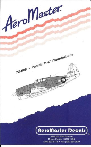 Aeromaster Pacific P - 47 Thunderbolt,  201 Escuadron/ 58th Fg,  Decals 1/72 008