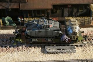 FLEISCHMANN,  WWII MILITARY WAGON WITH ONE PANZER AS LOAD,  SCALE HO 5