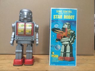 Vintage Sonic Control Star Robot Battery Operated Toy Hong Kong Storm Trooper