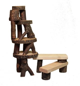 Wooden Tree Blocks W/bark 22 Piece Math Real Wood Building Block Set - 954502