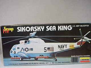 1982 Lindberg Snap Fit Sikorsky Sea King 1:72 Scale U.  S.  Navy Helicopter Kit