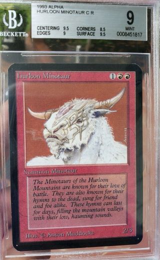 Vintage Magic | Bgs 9 Mtg Alpha Hurloon Minotaur,  W/9.  5,