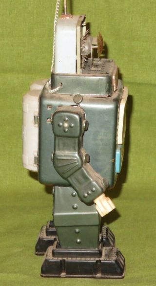Alps Japan 1950s TELEVISION SPACE MAN ROBOT Tin Toy TV Has Antenna EX with NR 5