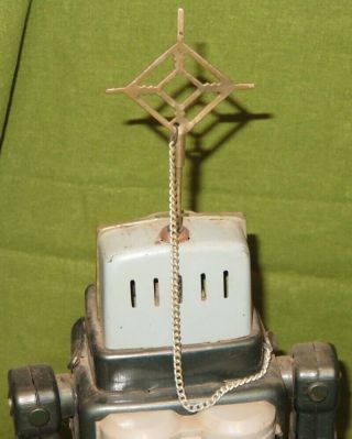 Alps Japan 1950s TELEVISION SPACE MAN ROBOT Tin Toy TV Has Antenna EX with NR 8