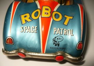 JAPANESE TIN FRICTION ATC ROBOT SPACE PATROL X - 5 MERCEDES CAR SPINNER GOLDEN TOY 11