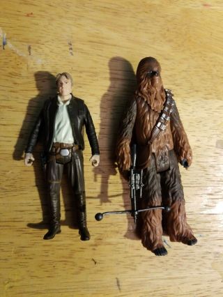 Star Wars Force Awakens Old Han Solo & Chewbacca 3.  75 " Figure Basic Loose