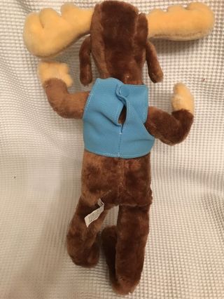Vintage Bullwinkle Plush Mighty Star Blue Vest Red B Posable Stuffed 1985 4