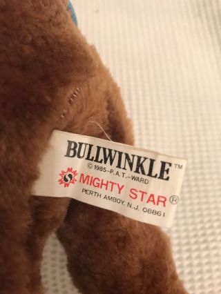 Vintage Bullwinkle Plush Mighty Star Blue Vest Red B Posable Stuffed 1985 5