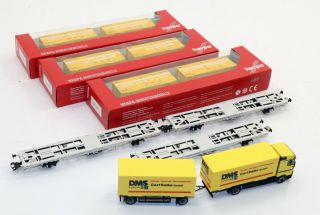 Marklin Swiss (3) Flat Cars w/Container Load OBB MISSING (1) Truck - NO BOX HO 3