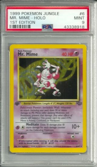1999 Pokemon Jungle Mr.  Mime - Holo 1st Edition Psa 9