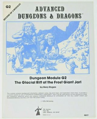Ad&d Dungeons & Dragons Module G2 Glacial Rift Of The Frost Giant Jarl,  Tsr 9017