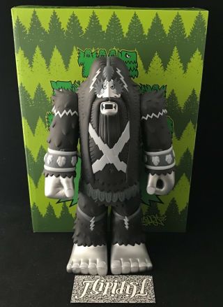 Bigfoot One Forest Warlord 11 " Black Silver Vinyl Hairy Metal Signed Kidrobot