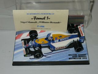 Minichamps 1:43 F1 1992 Nigel Mansell Williams Renault Fw15 Signed Tobacco