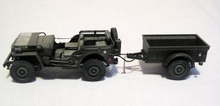 1/35th Scale Built - Up Model Of A Wwii U.  S.  Army Jeep With 1/4 Ton Bantam Trailer